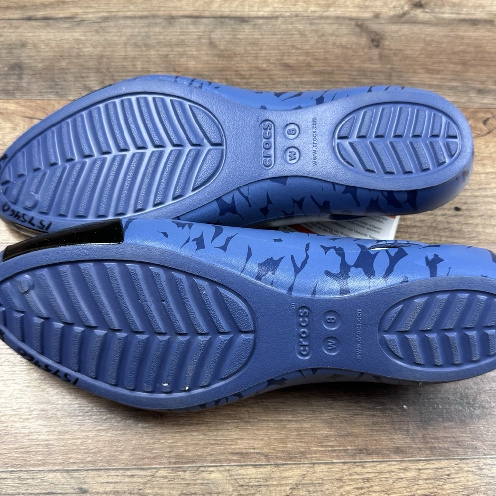 Crocs Cap Toe Ballet Flats Casual Shoes Shiny Toe Slip On 12300 Blue Black US 8 - Picture 5 of 8
